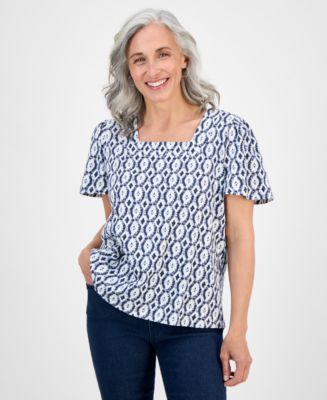 Style & Co Petite Square-Neck Top, Exclusively at Macy's