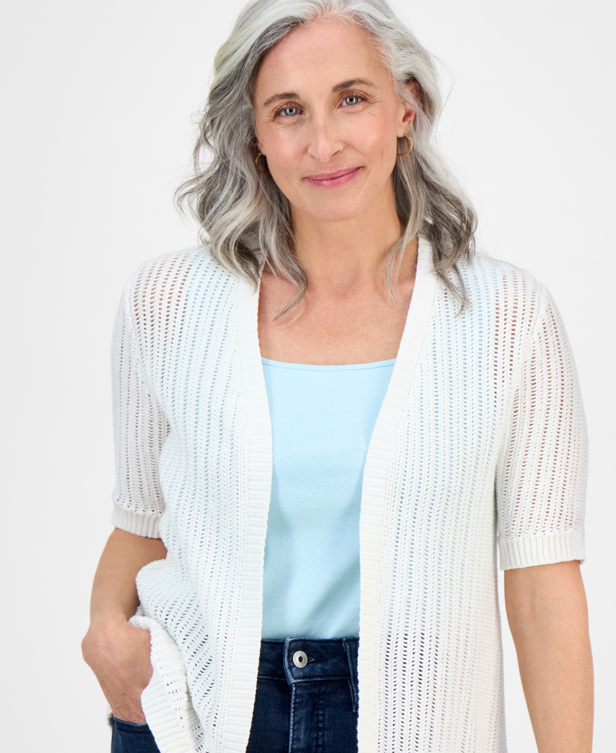 Style & Co Petite Summer Cotton Cardigan, Exclusively At Macy's
