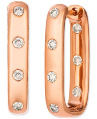 Le Vian - Nude Diamond Oval Hoop Earrings (3/8 ct. t.w.) in 14k Rose Gold