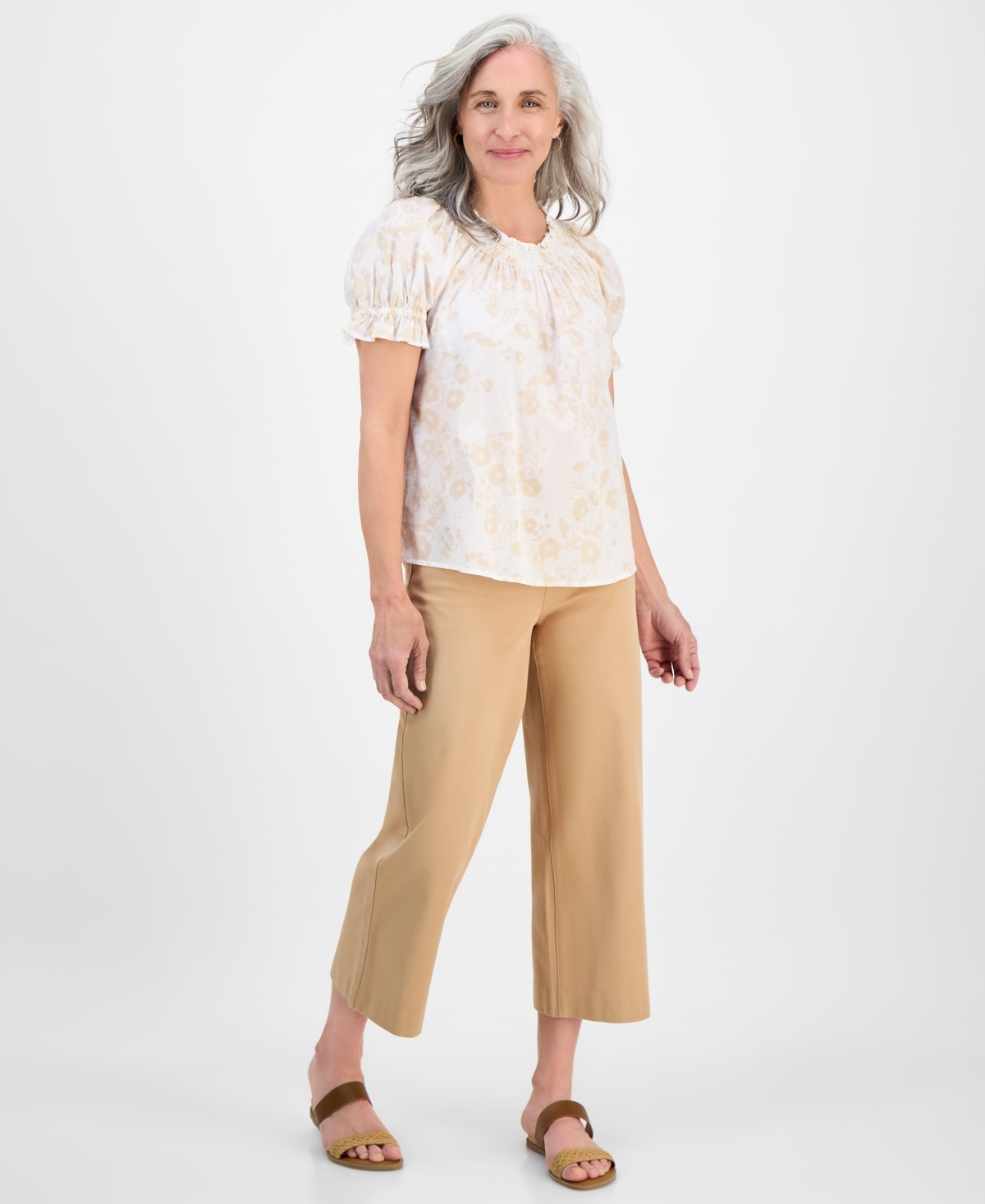 Style & Co Petite End On End Contrast-stitch Top, Exclusively At Macy's