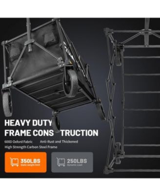 Heavy Duty 350 Lbs Capacity Collapsible Wagon, Outdoor Folding Camping Wagons, Grocery Portable Utility Cart, Adjustable Rolling Carts, All Terrain Sports Wagon with Big Wheels