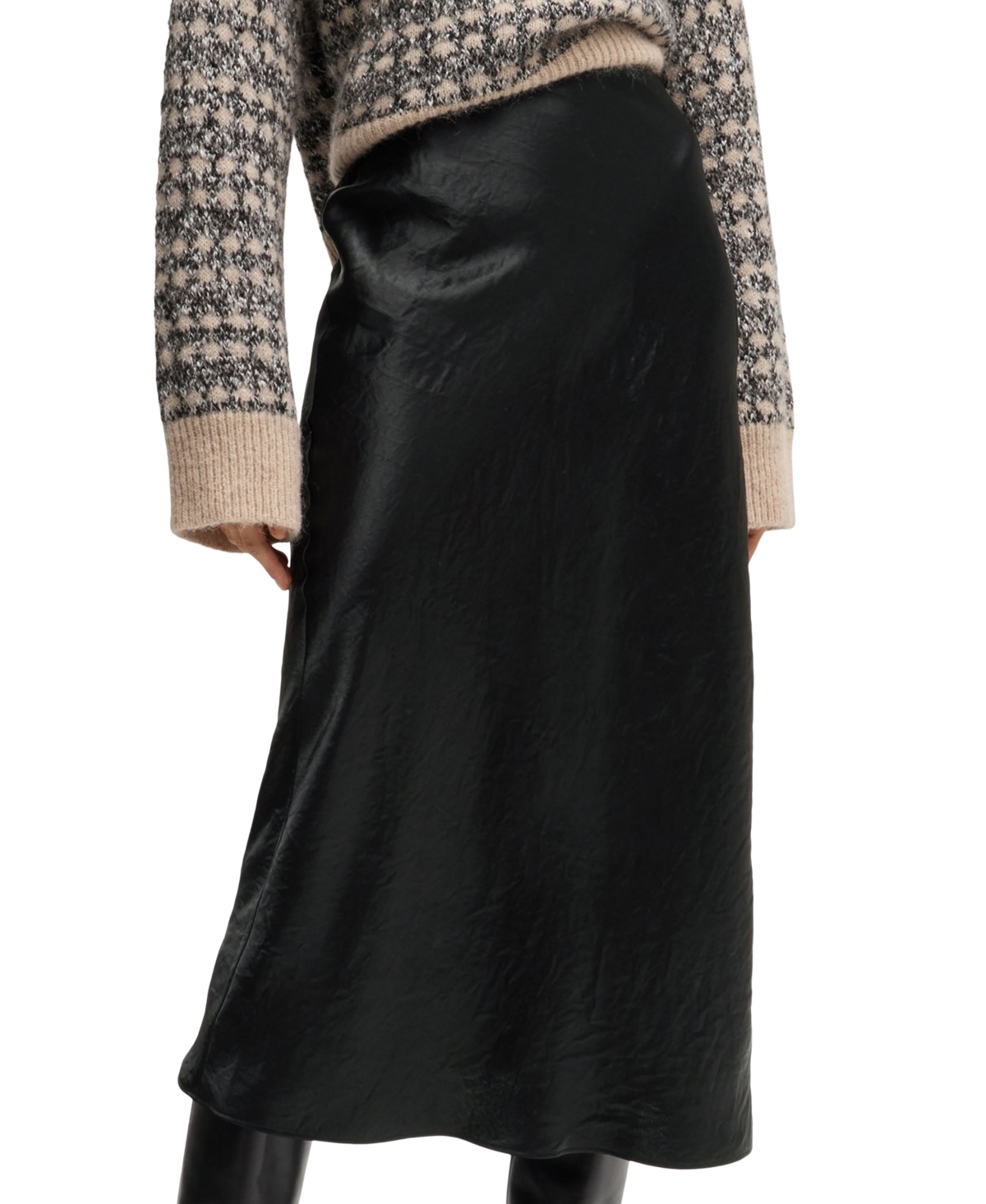 Boss by Hugo Boss Women's Crinkled Midi-Length Skirt - Black