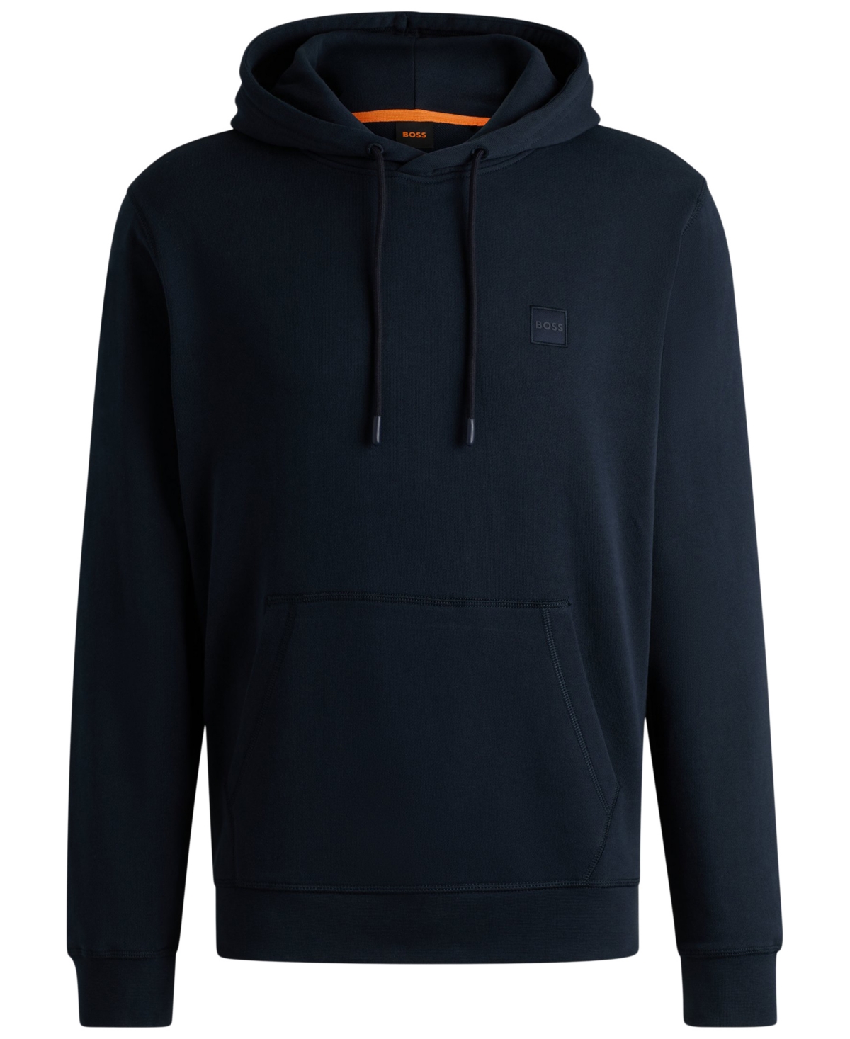 Hugo Boss Logo-patch Cotton Hoodie In Dark Blue