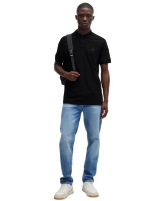 Men's Stretch-Cotton Logo Patch Slim-Fit Polo Shirt