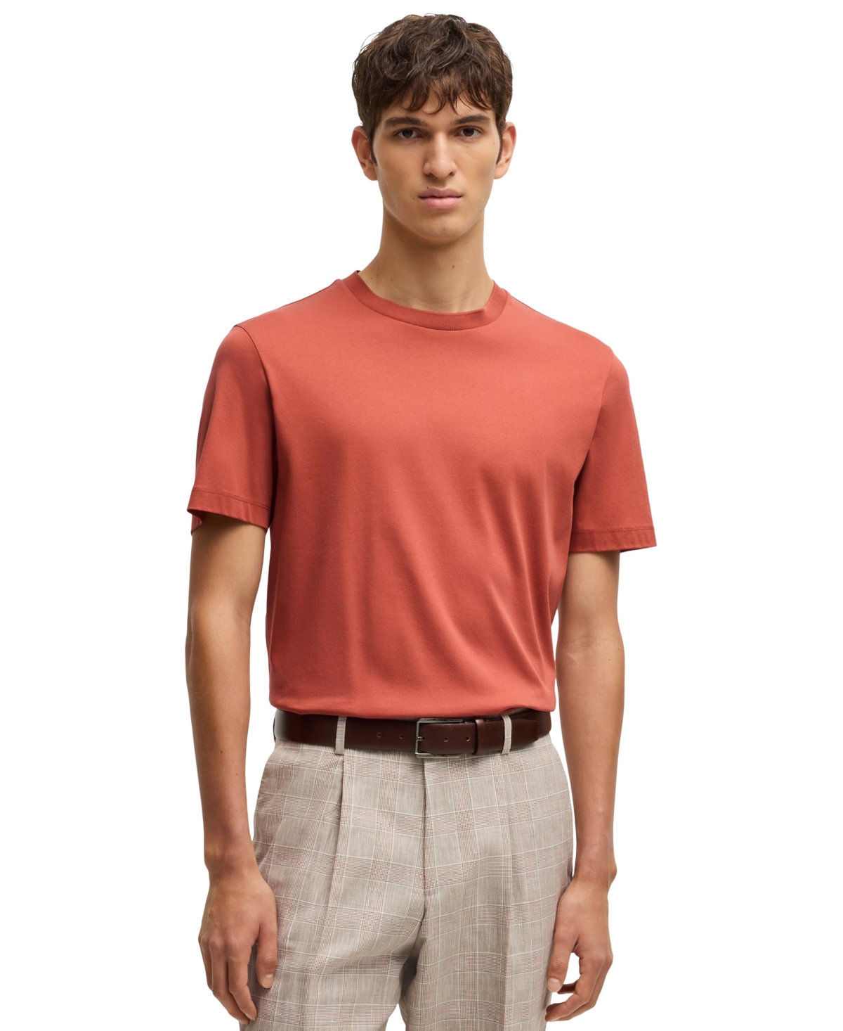 Hugo Boss Boss By  Men's Regular-fit Mercerized-cotton T-shirt In Orange