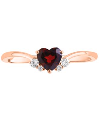 Garnet (1/2 ct. t.w.) & Diamond (1/20 ct. t.w.) Ring in 14k Rose Gold