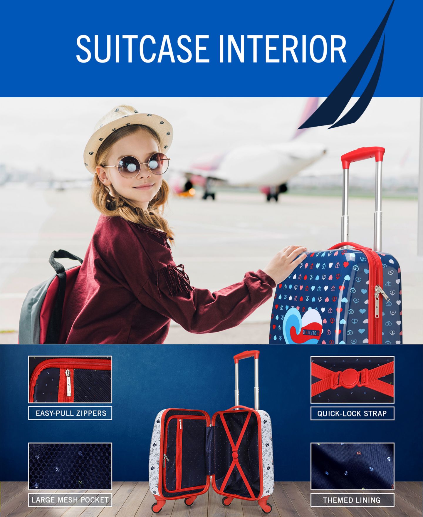 Детские чемоданы Nautica Adventure 5-Piece Airline Approved Carry-On Luggage Set — фото 14