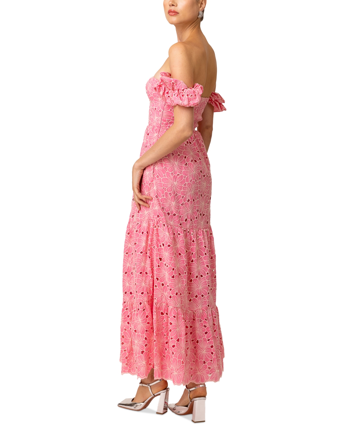 LINE & DOT WOMEN'S TASIA OFF-THE-SHOULDER EMBROIDERED COTTON DRESS 