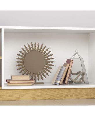 2-door TV stand, white wood entertainment center, art design media console