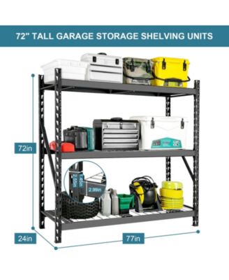 Garage Shelving Heavy Duty 72"H77"W Garage Storage Shelves 6000LBS Heavy Duty Shelving Adjustable 3 Tier Metal Shelving