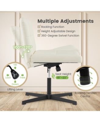 PU Leather Upholstered Cross-legged Office Chair with Oversized U-shaped Seat for Home Office Make Up