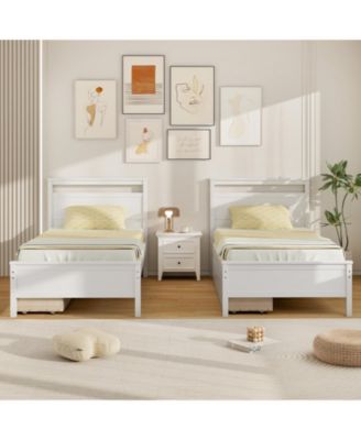 Twin Size Wooden Bed Frame with 2 Drawers for Teens and Adults