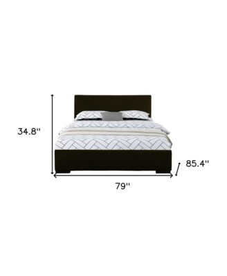 Sturdy Solid Wood Bed Frame with Faux Leather Upholstery