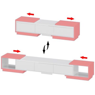 TV stand with two doors and one drawer, media console with six fixed shelves, entertainment center in white wood