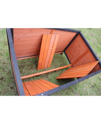 46 inch Large Dog House Indoor Outdoor Wooden Kennel Winter Insulated PVC Waterproof Roof Removable Floor