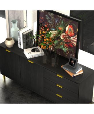 3-Drawer Engineered Wood 2 Cabinets & Metal Legs TV Stand