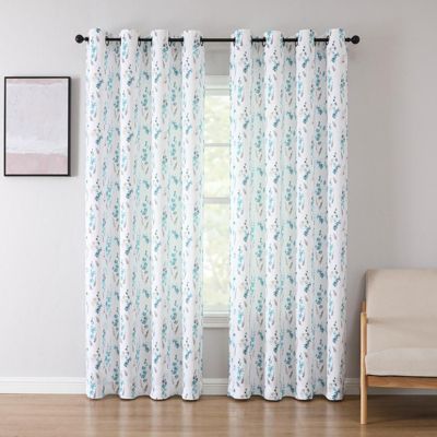 1 Piece Watercolor Floral Light Filtering Grommet Top Window Curtain Panel