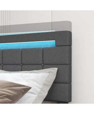 Upholstered LED Bed Frame with Headboard and 4 Drawers-Twin Size