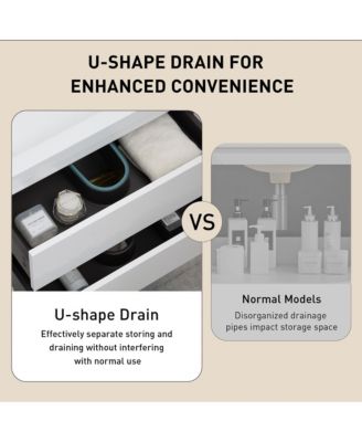 24" Freestanding Bathroom Vanity with Sink, Bathroom Storage Vanity Cabinet with Stone Resin Countertop and Soft Close Drawers