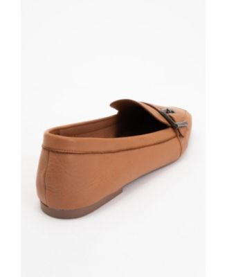 Noir Leather Flat Loafers (Women)