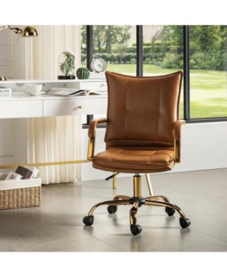 Modern Home Office Desk Chair with Golden Legs