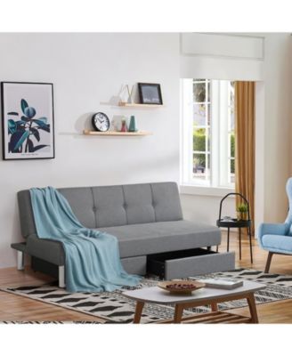 3-Seat Convertible Sofa Bed with 2 Large Drawers and 3 Adjustable Angles