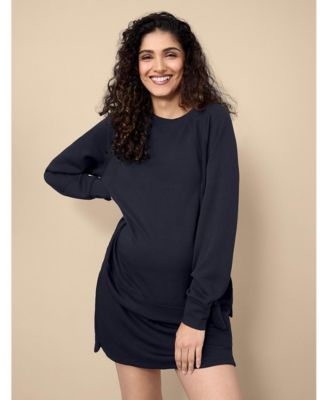 Maternity Long Sleeve With Side Slits Scuba Raglan Top - Motherhood