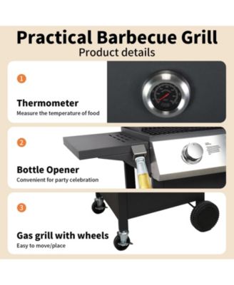 3-Burner Free Standing Stailless Liquid Propane 30000 BTU Gas Grill with Cabinet