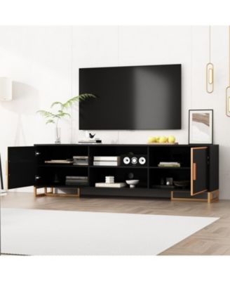 TV Stand with 2 Doors and Metal Handles and Feet, Media Console, Entertainment Center