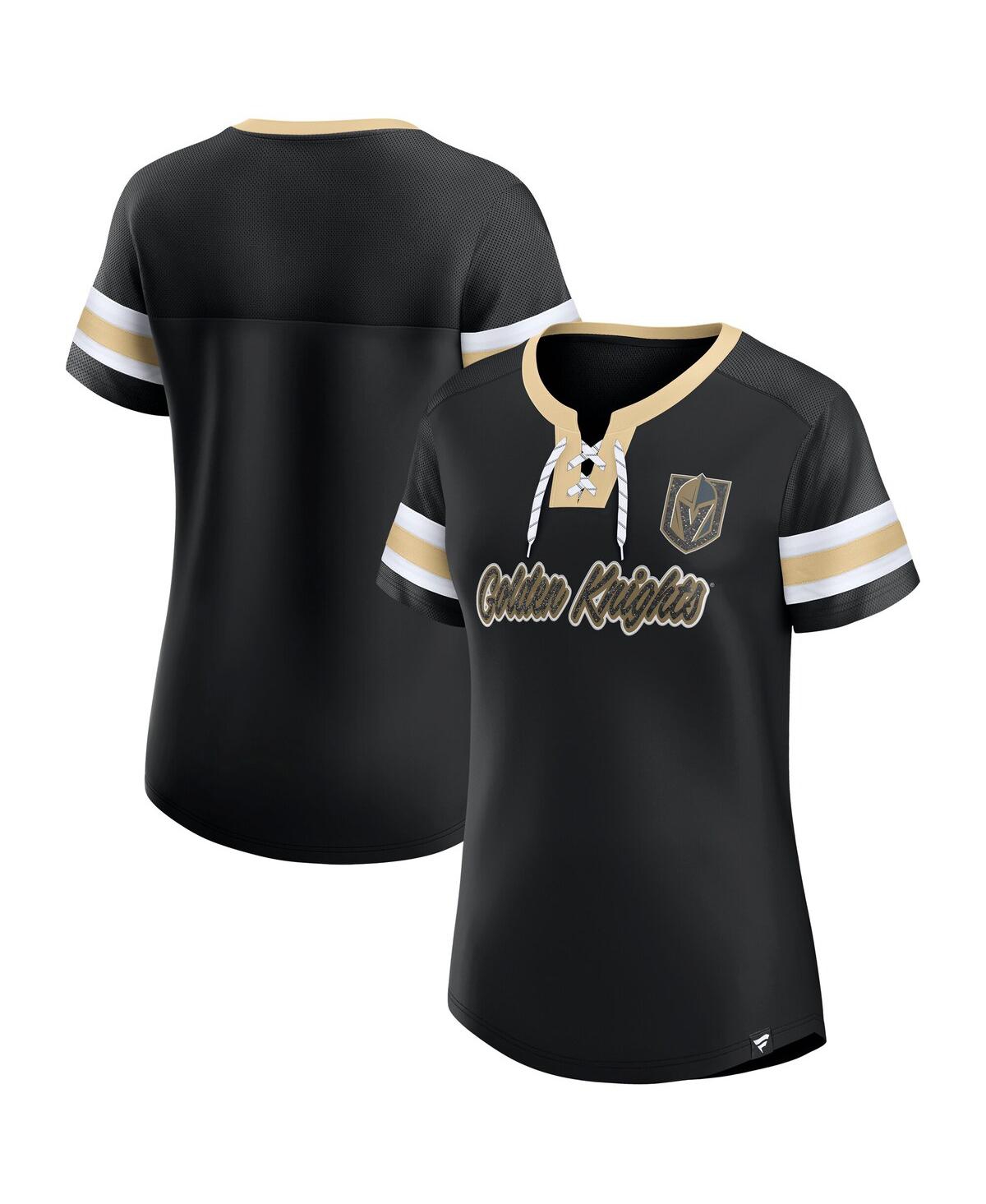 Fanatics Women's Black Vegas Golden Knights Iconic Athena Lace-up T-shirt