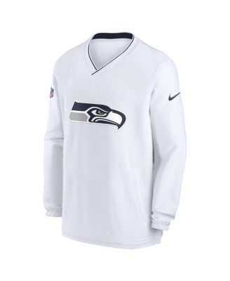 Men's White Seattle Seahawks 2023/24 Sideline Repel V-Neck Long Sleeve Pullover Windshirt