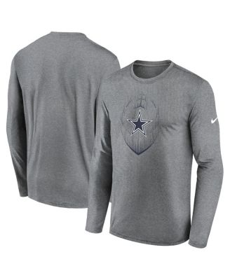 Nike - Men's Heather Gray Dallas Cowboys Icon Legend Performance Long Sleeve T-Shirt