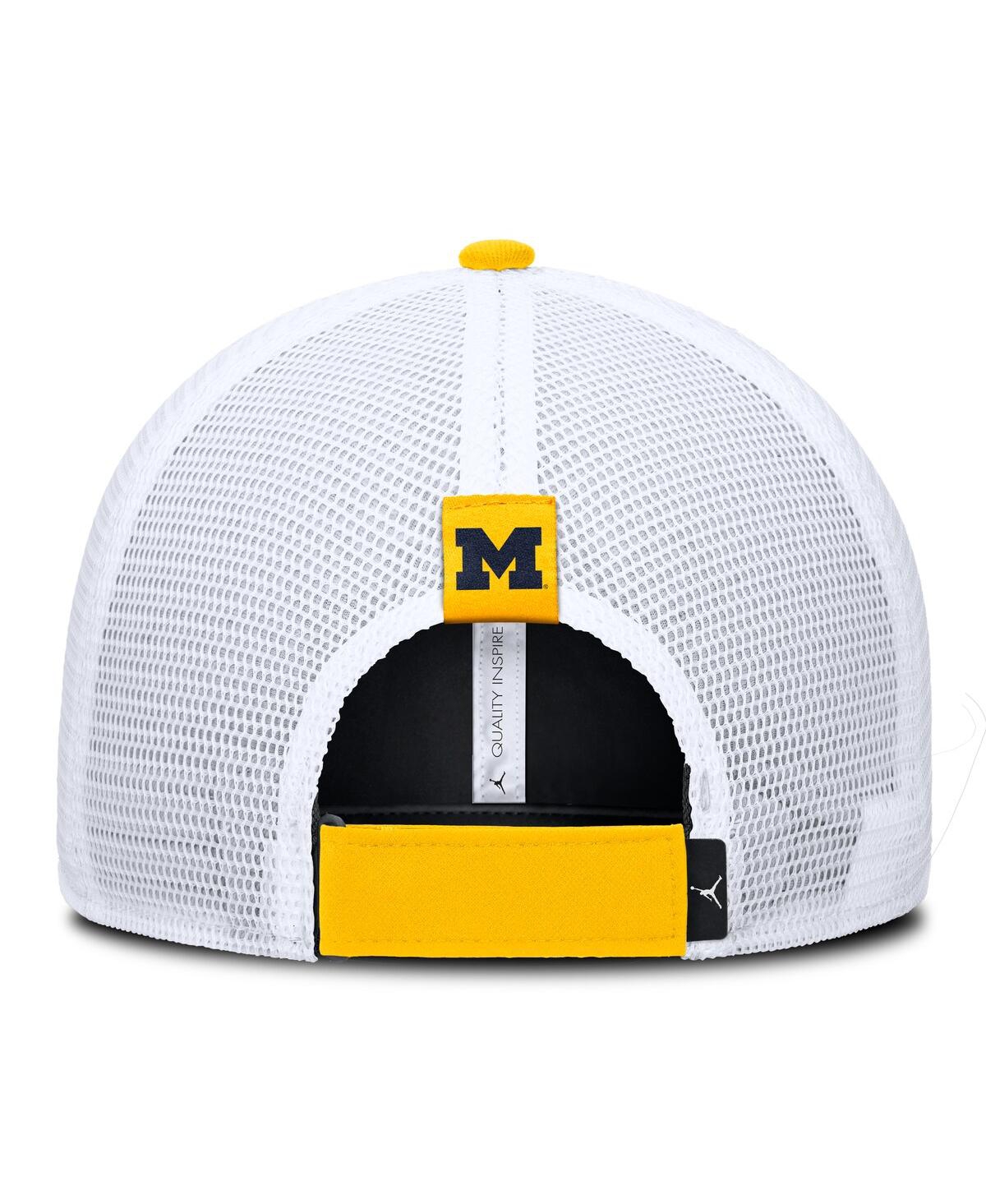 JORDAN MEN'SÂ MAIZE/WHITE MICHIGAN WOLVERINES RISE ADJUSTABLE TRUCKER HAT 