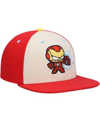 Big Boys and Girls Cream Iron Man Chibi Glow-in-the-Dark Snapback Hat