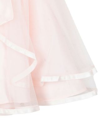 Baby Girls Basket Weave Social Dress with Two Tiered Ribbon Skirt