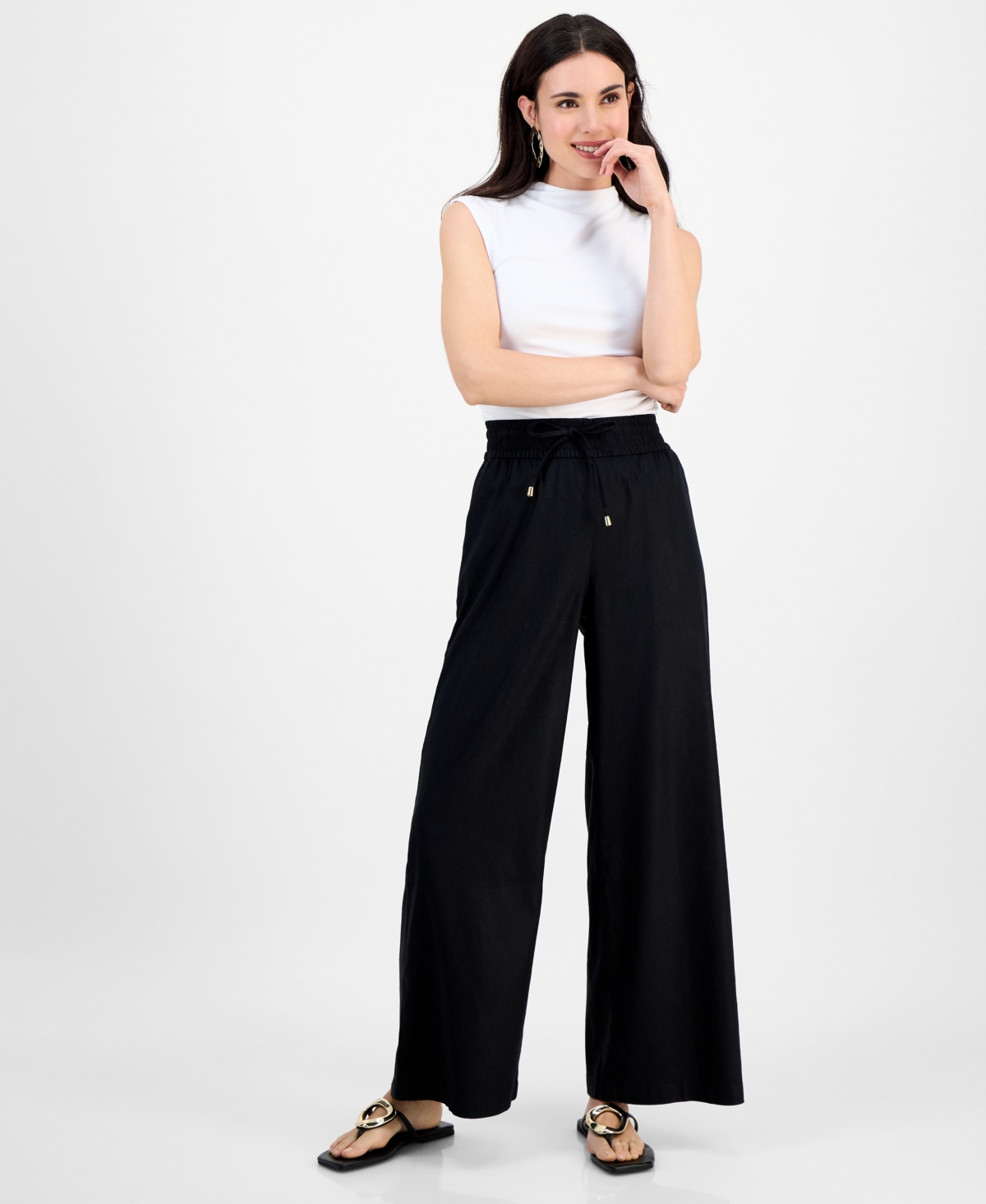 Inc International Concepts Petite High-rise Wide-leg Pants, Exclusively At Macy's