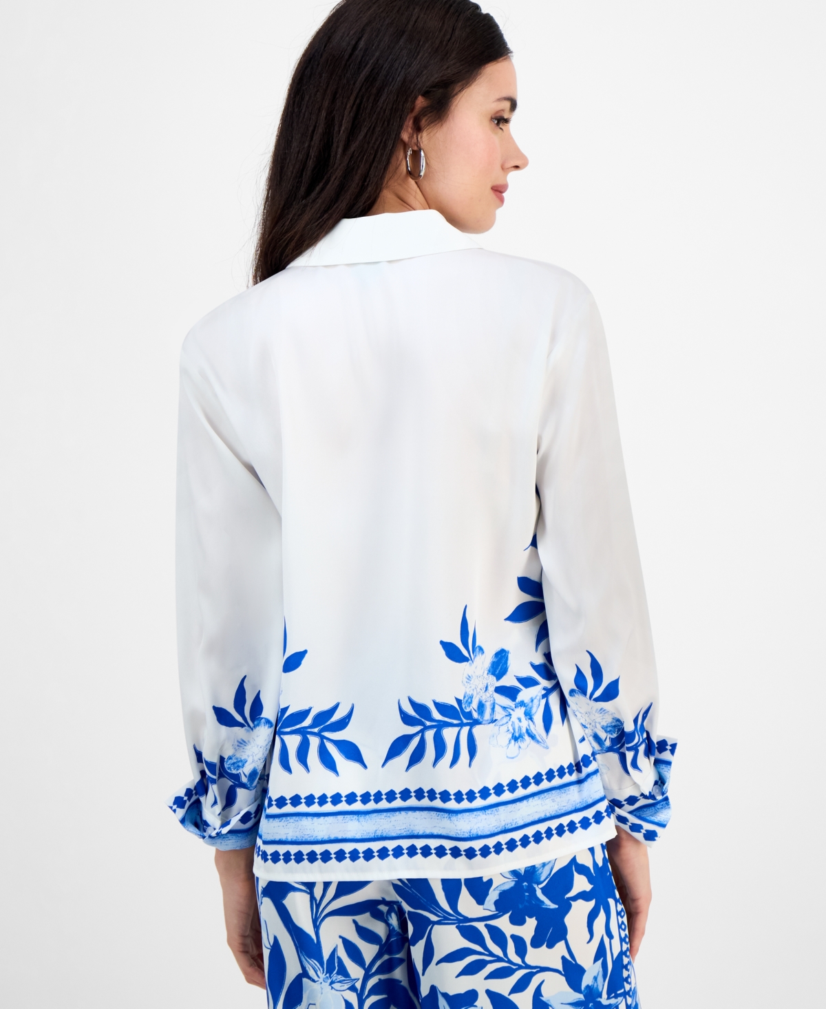 Inc International Concepts Petite Cotton Floral-print Blouse, Exclusively At Macy's