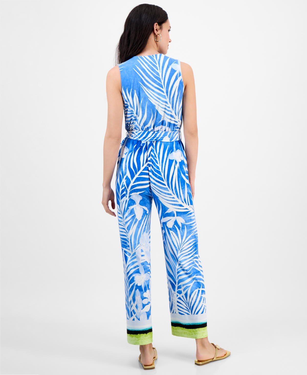 Inc International Concepts Petite Printed Tie-waist Jumpsuit, Exclusively At Macy's
