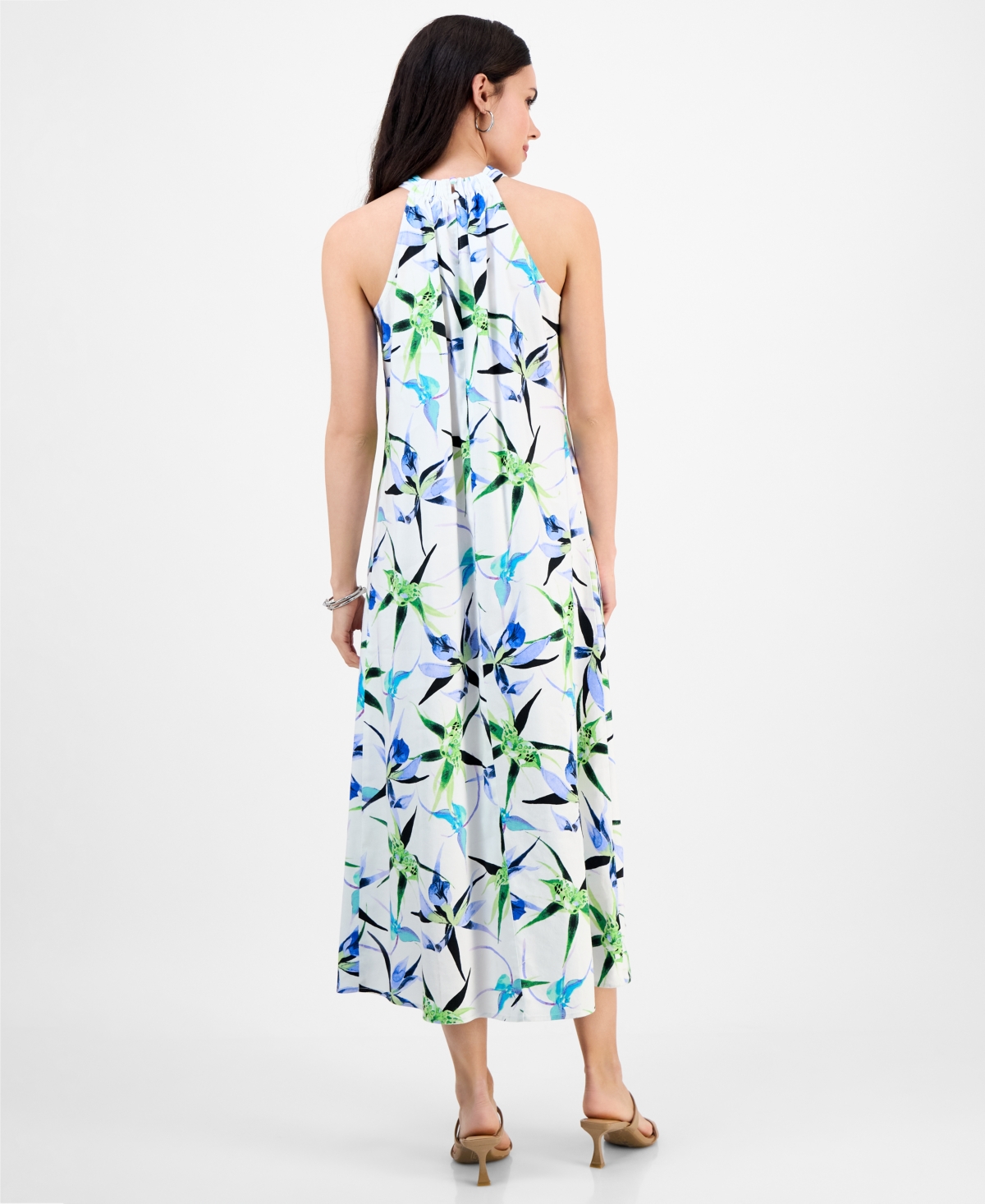 Inc International Concepts Petite Printed Halter-neck Sleeveless Maxi Dress, Exclusively At Macy's