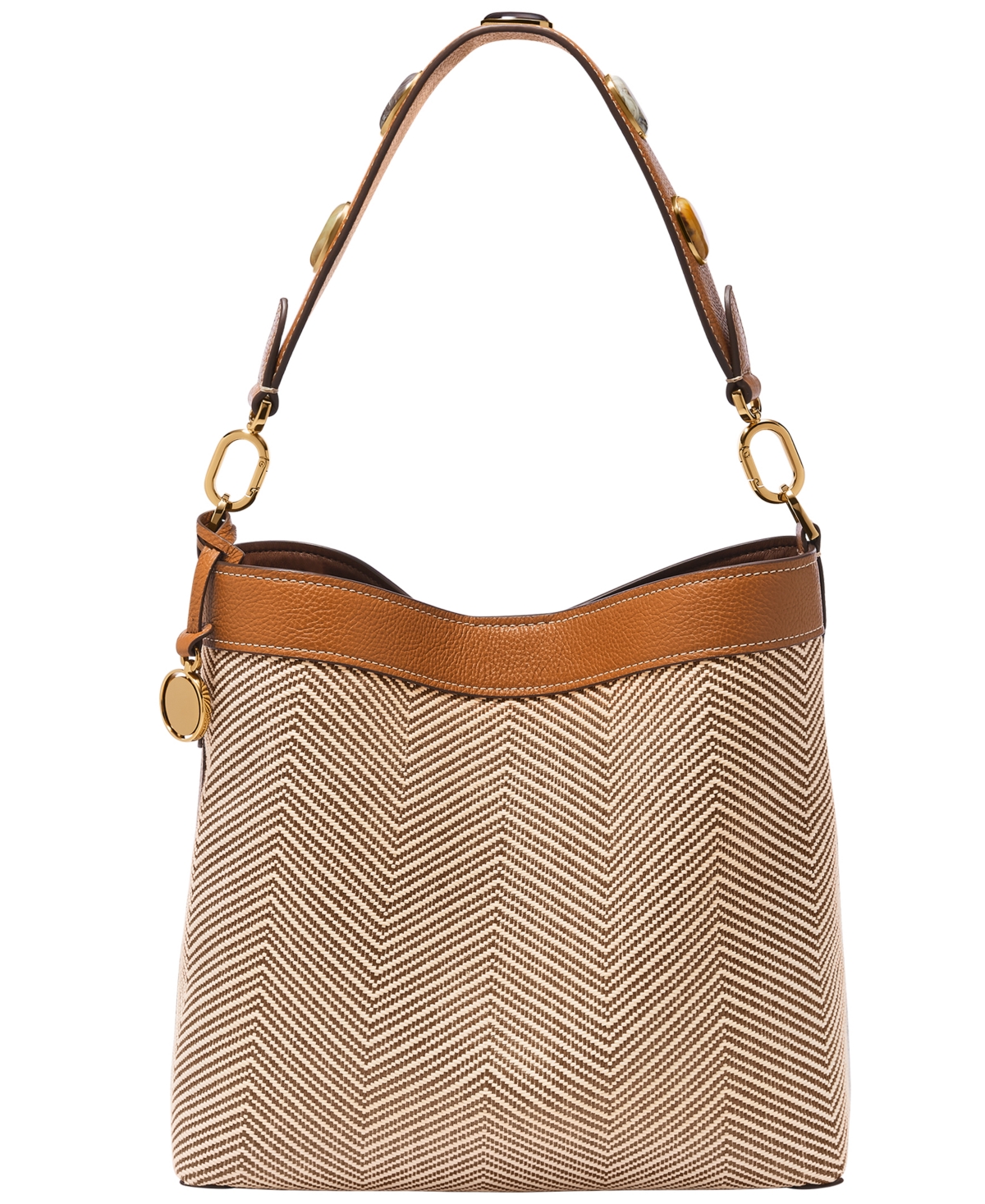 Jessie Medium Shoulder Bucket Bag - Chevron Cotton