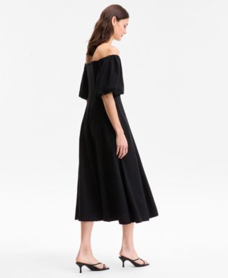 Women's On/Off-The-Shoulder Puff-Sleeve Midi Dress, Exclusively at Macy's