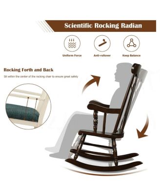 Rocking Chair with Solid Wooden Frame for Garden and Patio