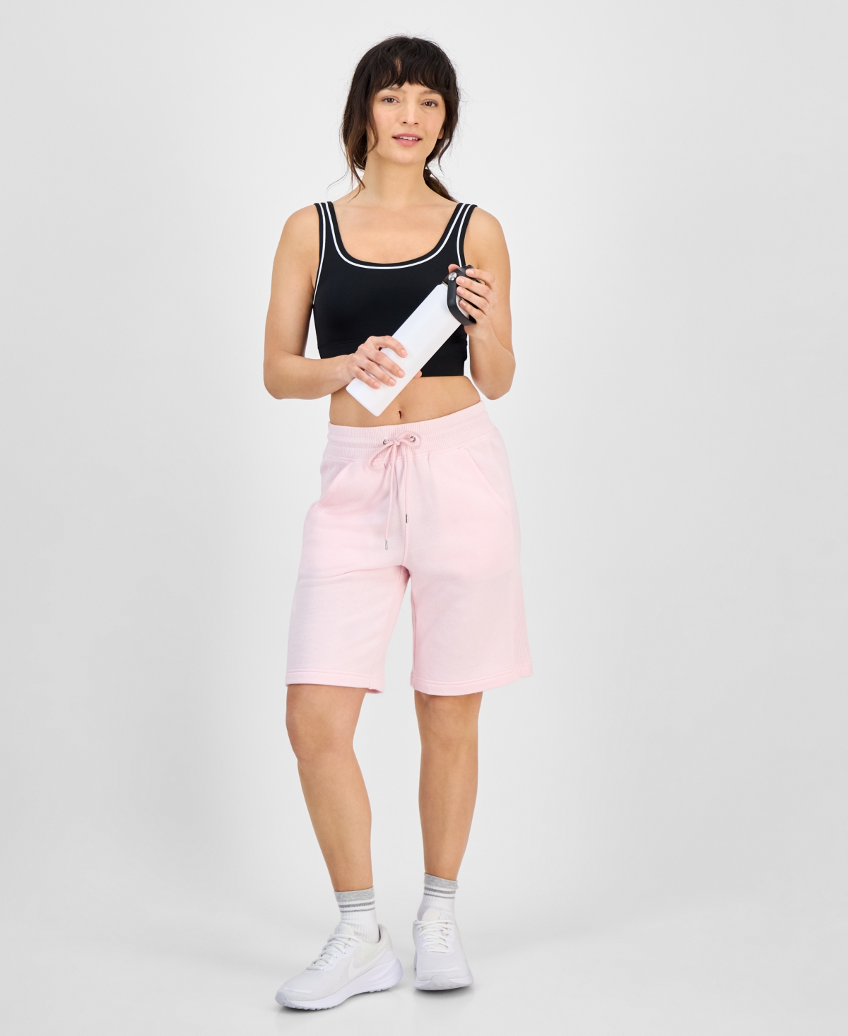 Women's Cotton-Blend Pull-On Bermuda Shorts, Exclusively at Macy's - Light Berry