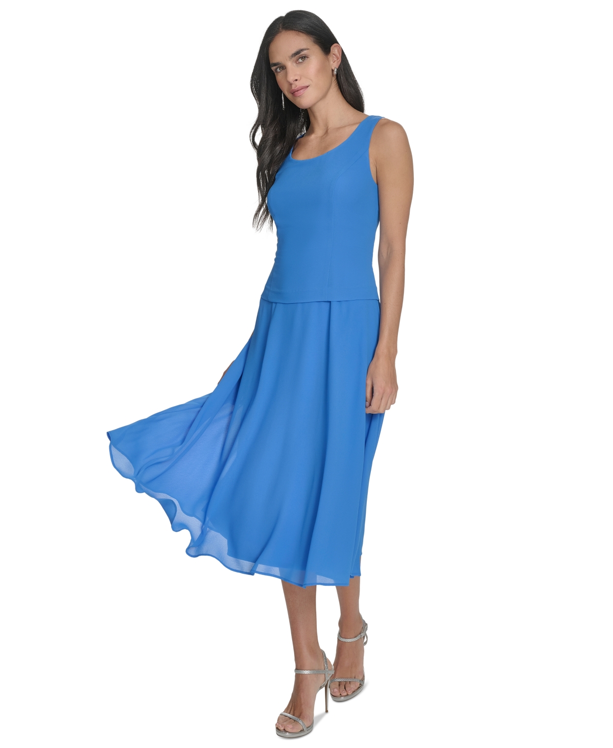 Jessica Howard Women's 2.pc Jewel-neck Midi Dress & Lace 3/4-sleeve Jacket In Blue