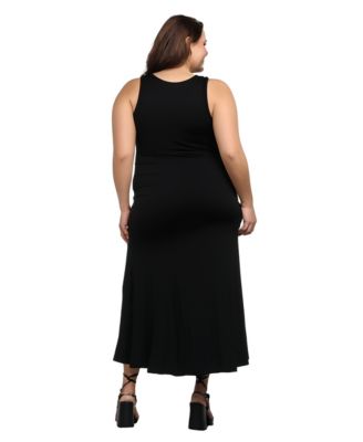 Plus Size Sleeveless Tank Maxi Dress with Pockets