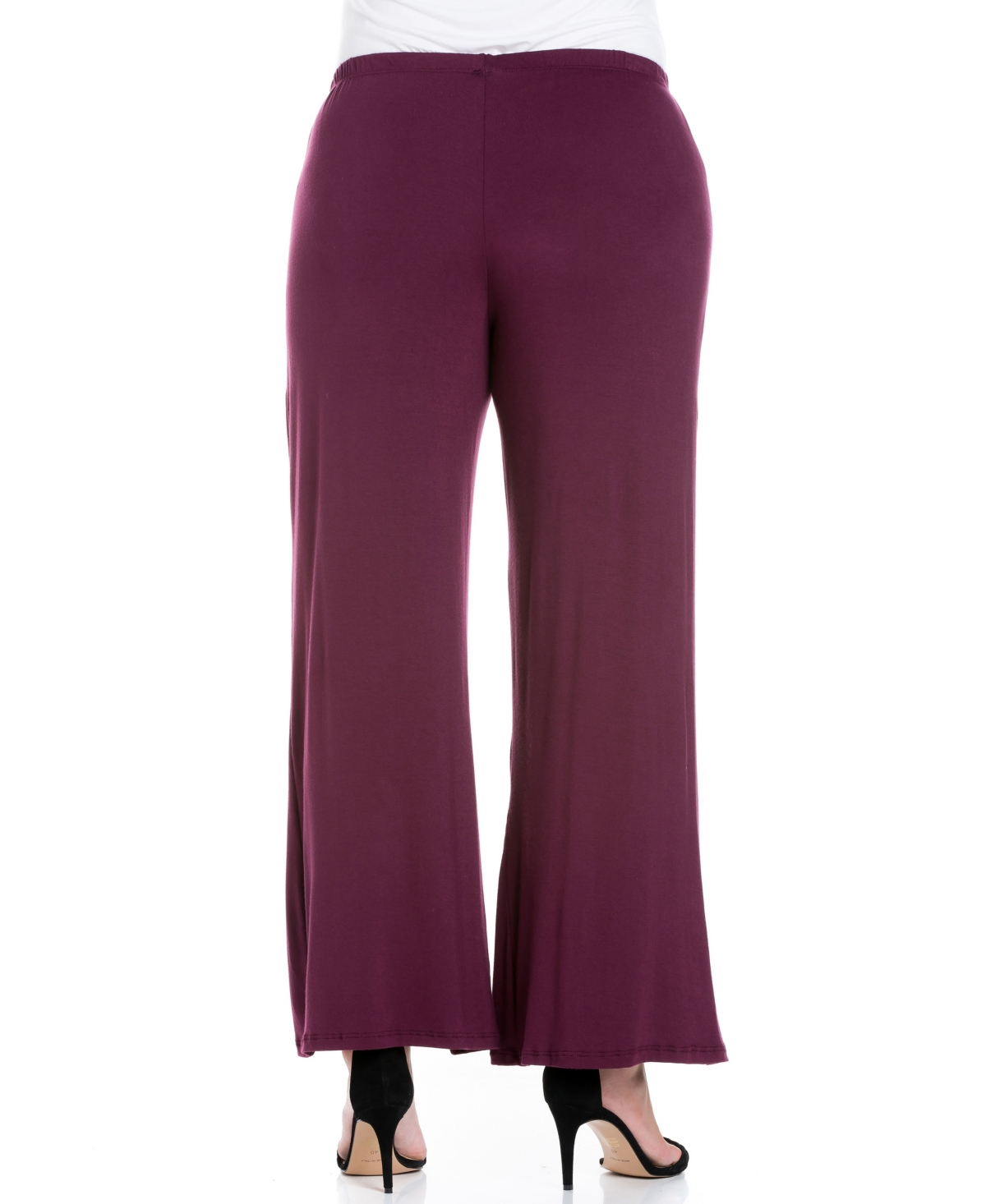 24SEVEN COMFORT APPAREL PLUS SIZE ELASTIC WAIST FLARED LEG PALAZZO PANTS 