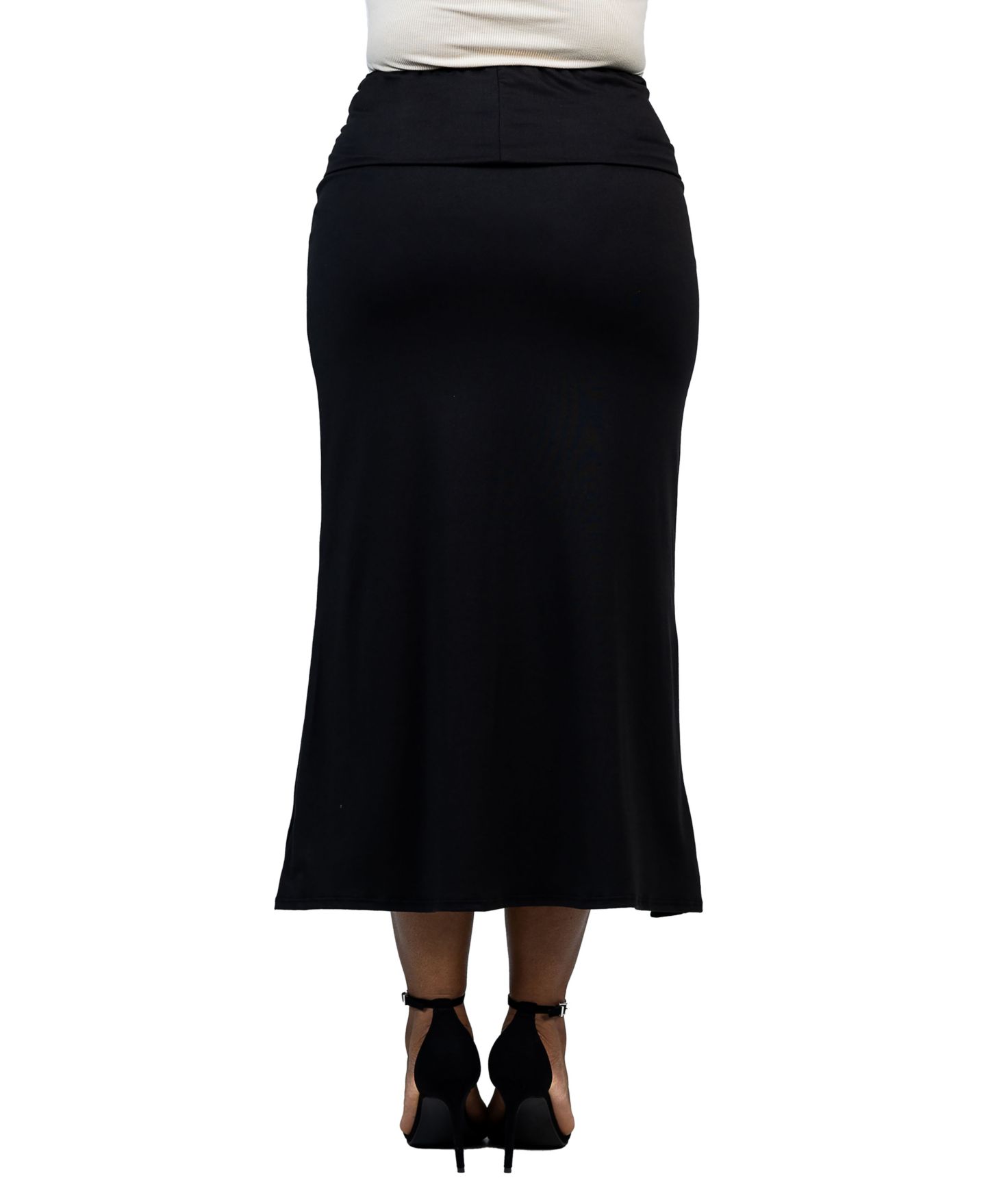 Женская юбка 24seven Comfort Apparel Plus Size Comfortable Fold Over Maxi, цвет: Чёрный — фото 2