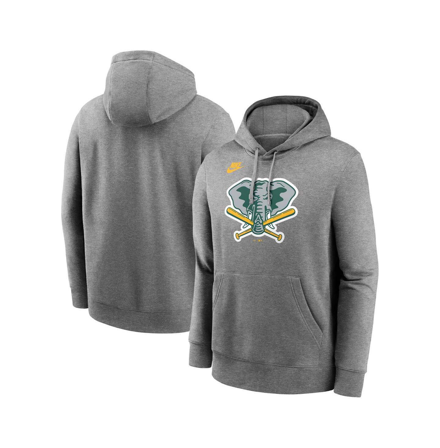 Мужское худи Nike Heather Gray Athletics Cooperstown Collection Logo Club Pullover — фото 1