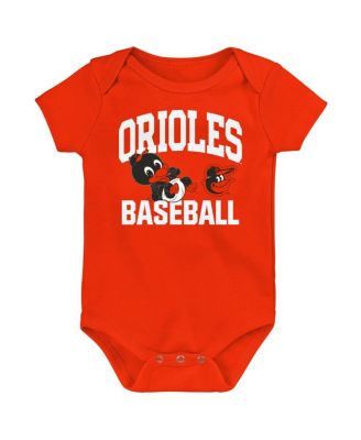 Baby Boys and Girls 3-Pack Orange Baltimore Orioles Batter Up Bodysuit Set