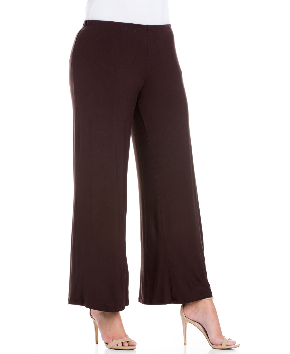 24SEVEN COMFORT APPAREL PLUS SIZE ELASTIC WAIST FLARED LEG PALAZZO PANTS 